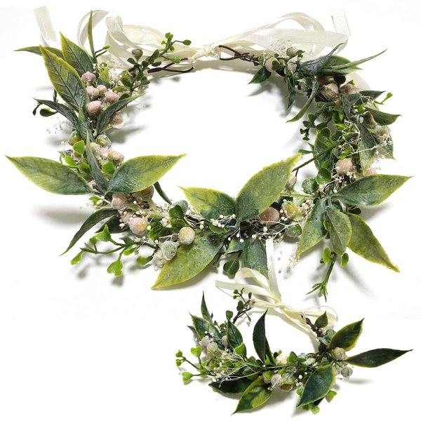 Unicelucky Handmade Flower Crown for Women Maternity PhotoShoot Floral Crown Headband Hair Wreath Flower Garland Headpiece with Ribbon for Wedding Festival Party HEBQH7-O