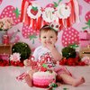 Strawberry First Party Decorations Highchair Banner 1st Crown One Cake Topper Sweet One Birthday Party Supplies