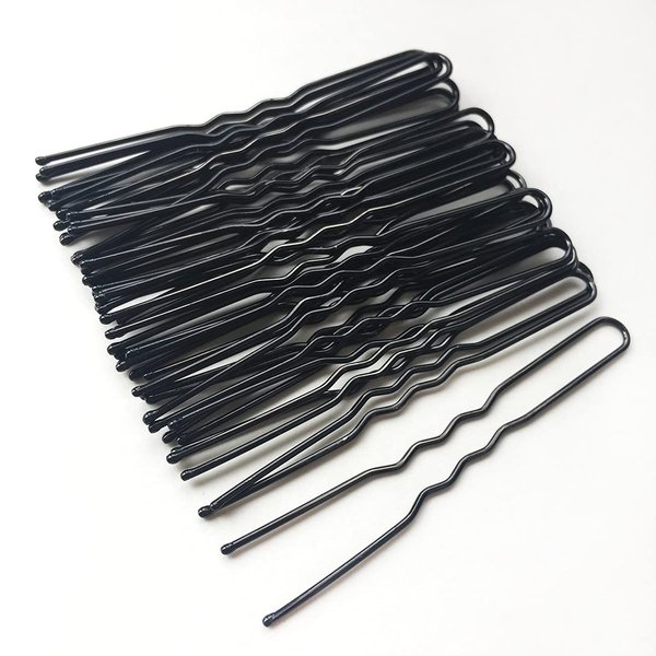 RN BEAUTY 200 Count Bobby Pins With Tin Case 2.4inch/6cm Safe Rounder Tips Stainless Steel Strong Grip Hairpins Bob Pins Bulk Hairstyles Bun Clips Hair Styling Pins Black Tipped (U Shaped 6cm)