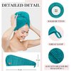 YoulerTex Microfiber Hair Towel Wrap - 2Pack Hair Head Drying Turban Curly Fast Absorbent Dry Anti Frizz Twist Plopping Long Shower Turban for Women with Button (Aqua Green)
