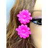 Tara Girls Self Hinge Plastic Bow Hair Barrettes Selection (PINK DAISY)