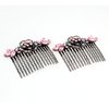 Janefashions 2Pcs Peony Pink Austrian Rhinestone Cystal Hair Combs Barrette Clip Pair B136p