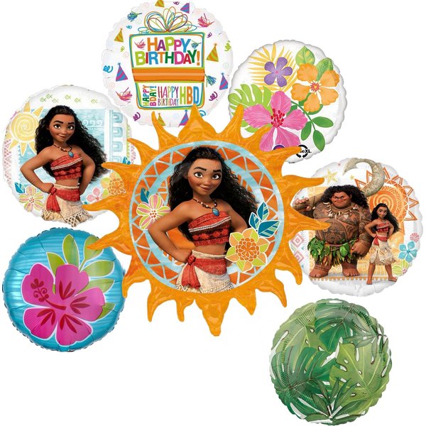 Moana Birthday Party Supplies 7pc Balloon Bouquet Decorations