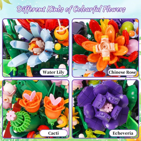 Vinbosion Building Blocks Set,Mini Building Toys,Insect and Flowers Building Set for Children and Adults, Gift for Christmas,Birthday,New Year (Hercules Beetles)