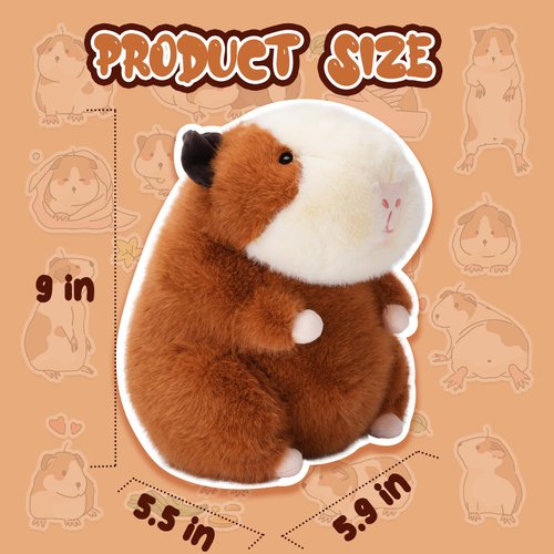 CHDBLOCK Guinea Pig Plush, Guinea Pig Stuffed Animal, Guinea Pig Soft Throw Pillow, Birthday Gift for Relatives Friend Boys Girls（Guinea Pig-Brown）