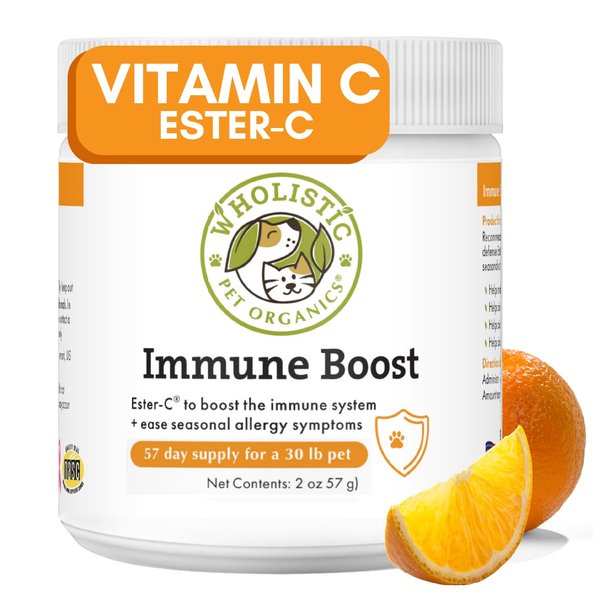 Wholistic Pet Organics Allergy Immune Boost: Vitamin C for Dogs - 2 Oz - Dog Itch Relief - Immune Support Supplement for Dog Allergy Relief Medication - Ester C Supplement for Dogs Skin and Coat
