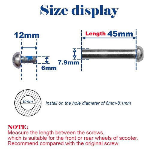 OTFAITP M8 Screws for 2-3-4-Wheel Kid Scoote Replacement Micro Mini Foldable Kick Scooter Kids Scooters Axles Repair (45)