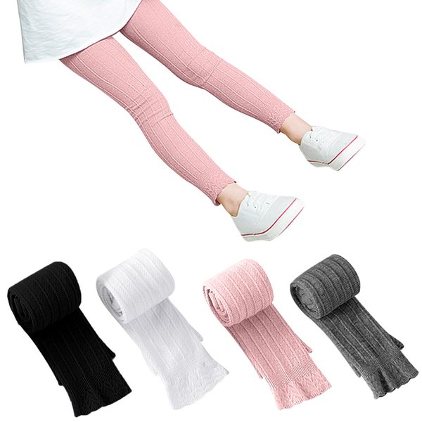BOOPH 4 Pack Girls Legging Tight Flared Lace Footless Knitted Pant 5-6 Years Black White Gray Pink