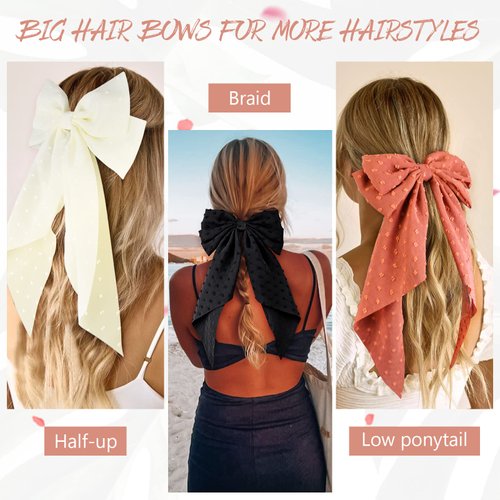 3 Colors Giant Hair Bows for Women, 15inch Double Layers Big Bow Clips French Barrette Hair Accessories for Women Girl Party Valentine's Day Wedding Birthday Vacation