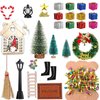 39 Pcs Doll House Decoration Miniatures Dollhouse Accessories Small Scene Model Light Mini Tree Gift Boxes Fake Light Door Miniature Scene Model Pretend Toys DIY Festival Holiday Party Favors Christm