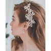Jeairts Rhinestone Wedding Hair Comb Leaf Bridal Hair Pieces Flower Bride Headpiece Glitter Crystal Hair Accessories for Women and Girls (B-Rose Gold)