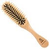 Kent KB Woodyhog Travel Size Detangling Brush Beech-wood Travel Brush, Firm Rounded Wooden Bristles, Natural Cushion Detangler Wooden Hair Brush for Women Men and Kids Everyday Care, Made in England