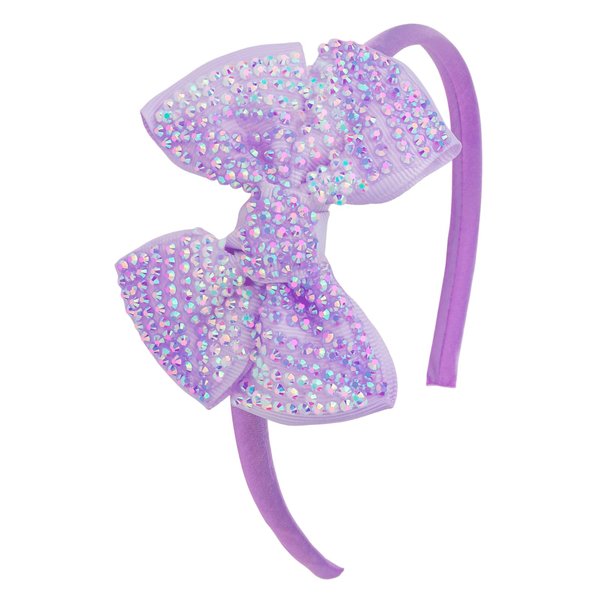 Jaciya Knotted Bow Headband for Women Rhinestone Purple Bow Headband for Girls Hair Accessories Sparkly Headband with Bow