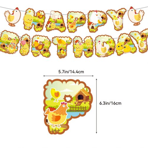 Chicken Party Decorations Chicken Farm Birthday Party Supplies Includes Chicken Birthday Banner Cake Topper Cupcake Toppers Balloons for Chick Birthday Party Baby Shower Decorations