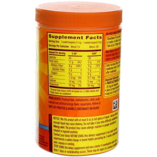 Metamucil Daily Fiber Supplement/Therapy for Regularity, Sugar Free, Orange Smooth, 6.1 oz (Pack of 3)