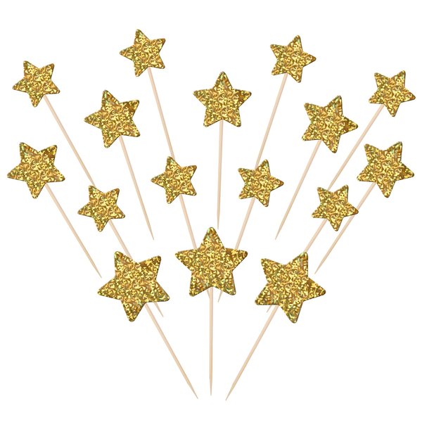 30 PCS Gold Little Star Cupcake Toppers Glitter Twinkle Star Cupcake Picks Baby Shower Cake Decorations for Wedding Engagement Bridal Shower Kids Birthday Party Supplies Mixed Size