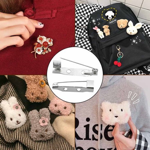 100 Pcs Safety Catch Locking Pins Backs Safety Clasp Brooch Badge Bar Pin for DIY Name Tags Jewelry Crafts Corsage Badge Silver Jewelry Making Pins Findings with Holes Tone Bar Pin Backs (25MM)