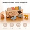 Samonyed Shape Sorter Toys for Toddlers 1-3 Montessori Stack Toy Car for 1 Year OldBaby Blocks Sorting Wooden&Silicone Educational Car Stacking Toys Montessori Toy1 2 3 Year Old Girls Boys Gifts