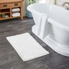 LuxUrux White Bath Mat, Extra-Soft Plush Bath Shower Bathroom Rugs, 1'' Microfiber Chenille, Super Absorbent Shaggy Bath Rug. Machine Wash & Dry. 24'' x 17'', White