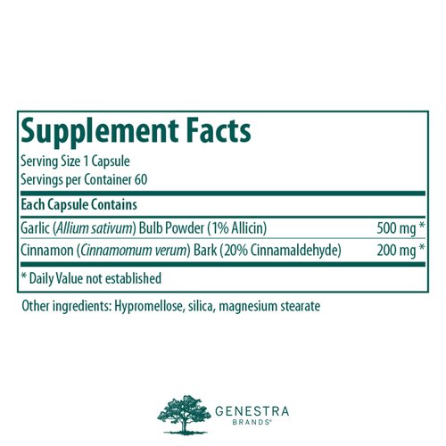 Genestra Brands Allisyn | Garlic and Cinnamon Herbal Supplement | 60 Capsules