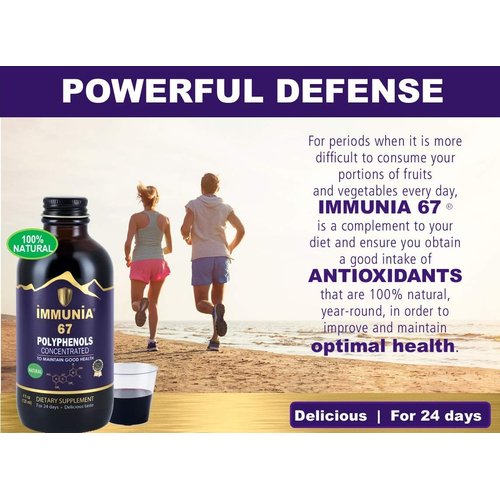 Immunia 67 polyphenols. Elderberry Concentrate with Wild Blueberry. Antioxidant Supplement. Concentrate of 67 polyphenols (Anthocyanins, Quercetins, Resveratrols, etc.) 24 Days/Bottle (1-Pack)