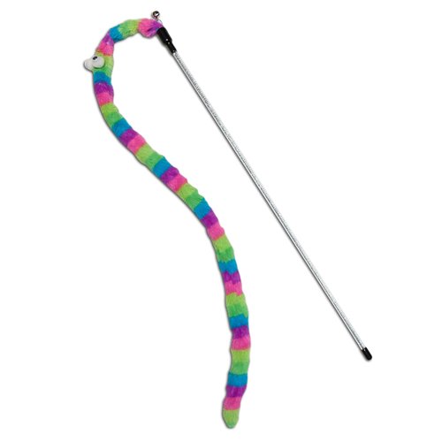 Touchcat 'Worm-Tail' Cat Teaser with Durable Glittered Cat Wand for Premium Cat Chaser Engaging Fun