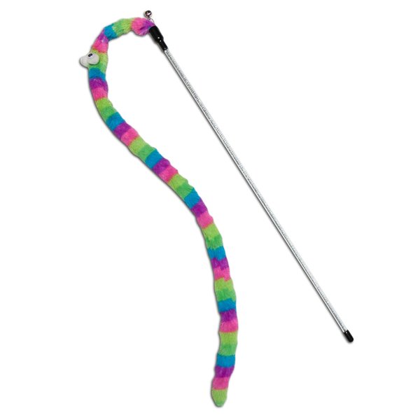 Touchcat 'Worm-Tail' Cat Teaser with Durable Glittered Cat Wand for Premium Cat Chaser Engaging Fun