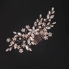 YERTTER Bridal Hair Comb Crystal Bride Wedding Hair Comb Rhinestone Flower Bridal Hair Pieces Pearl Wedding Hair Accessories for Women and Girls (Rose Gold)