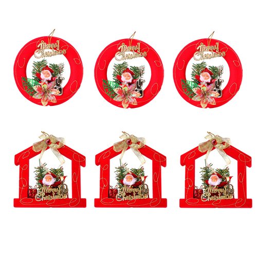 Roxie 6 Pieces Santa Claus Christmas Hanging Ornaments for Christmas Tree Holiday Decorations, Gift Tags