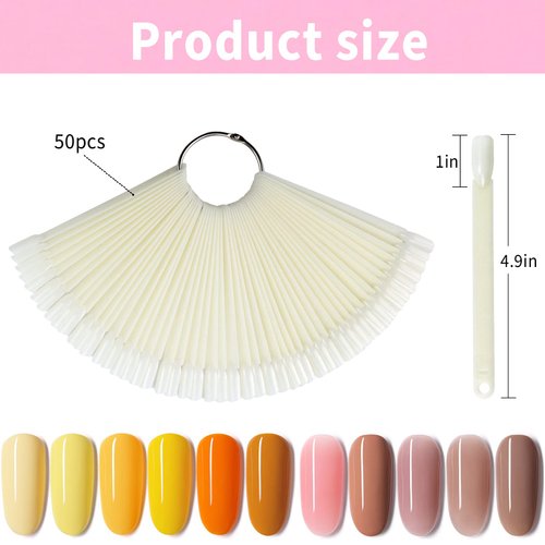 CZWESTC 300 pcs Nail Polish Swatch Sticks Nail Swatch Sticks with Ring False Nail Sample Sticks Nail Polish Board Nail Accessories for Nail Art Polish Display and Home DIY