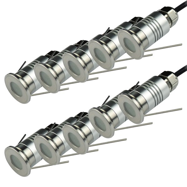 CNBRIGHTER LED Mini In-Ground Well Light-Finger Size,1W 12V DC,120° Wide Beam Angle,IP67 Waterproof,Recessed Marker Indicator Underground Outdoor Landscape Lighting,Warm White-3000K (10 Pack)