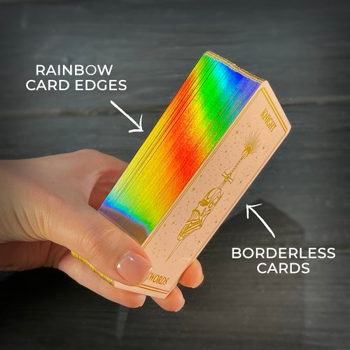 CRAFTERIAN Mistyc Minimalistic Tarot Cards with Rainbow Foil 78 Tarot Deck with Gold Edges, for Beginners and Experts with Guide Book. (Pink)