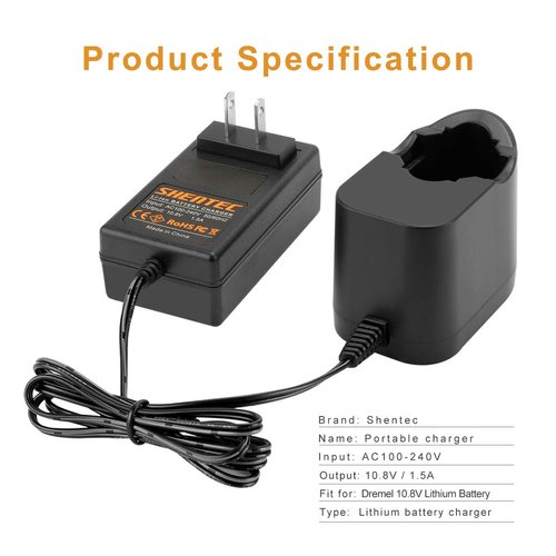 Shentec 10.8V Lithium Battery Charger Compatible with Dremel 855-02 855-01 8000-01 8001-01 8001-02 (Not for Ni-MH/Ni-Cd Battery)