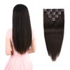 Real Clip in Hair Extensions Dark Brown 8 Pieces - Premium Womens Straight Double Weft Thick Remy Hair Extensions Clip in on Human Hair for Long Hair (16" / 16 inch, #2, 102 grams/3.6 Oz)