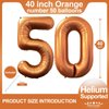 Number 50 Orange Balloons 40 Inch Giant Orange 50 Number Foil Helium Balloons for 50th Orange Birthday Party Supplies 50th Anniversary Events Decorations