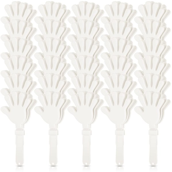 30 Pcs Hand Clappers Noisemakers 7.5 Inch Plastic Party Clappers for Fiesta Birthday Party Supplies Carnival Prize Football Sport Game Accessories Favor (White)