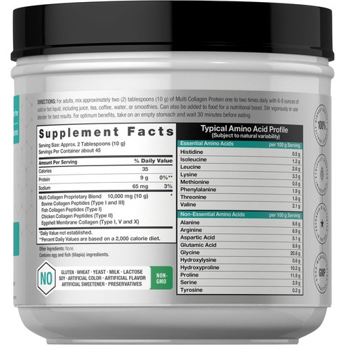 Horbäach Multi Collagen Protein Powder 16 oz | Type I, II, III, V, X | Hydrolyzed Collagen Peptide Powder | Keto & Paleo Friendly | Unflavored & Gluten Free