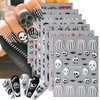 7 Sheets Halloween Skull Nail Art Stickers Scream Ghost Eyes Exquisite 5D Embossed Self-Adhesive Nail Decals Skeleton Clown Design Nail Supplies Spider Nail Art Accessories for Women DIY Decorations