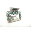 Hair claw clip turquoise blue stones south western design metal rectangle shape