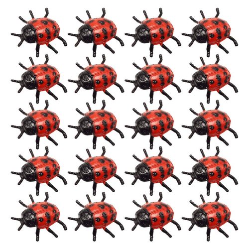 TOYANDONA 25 Pieces Mini Ladybug Figurine Realistic Fake Ladybug Toy Garden Decoration Halloween Prank Props Party Favors for Kids
