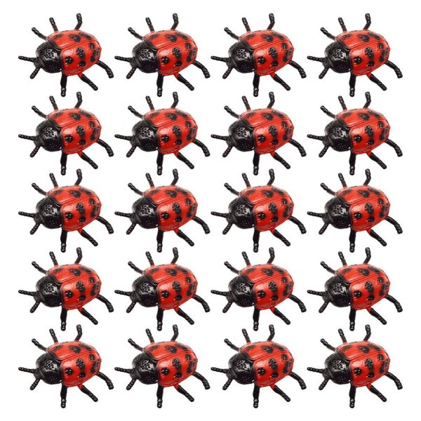 TOYANDONA 25 Pieces Mini Ladybug Figurine Realistic Fake Ladybug Toy Garden Decoration Halloween Prank Props Party Favors for Kids