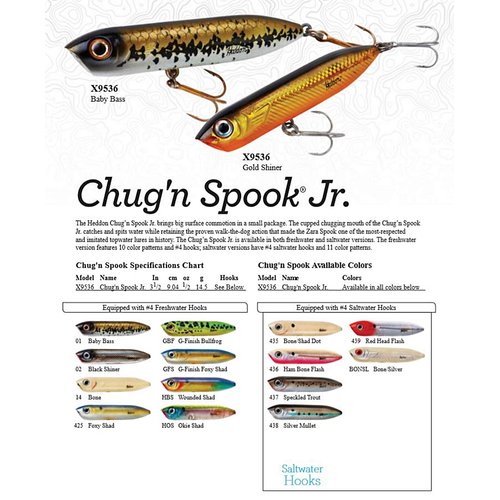 Heddon Chug'n Spook Junior Fishing Lure, Baby Bass, Chug'N Spook Jr (1/2 oz)
