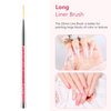 TEOYALL Nail Liner Brushes, 7/9/11/15/20mm Fine Striping Brushes Nail Art Thin Line Brushes Precision Detail Drawing Brush
