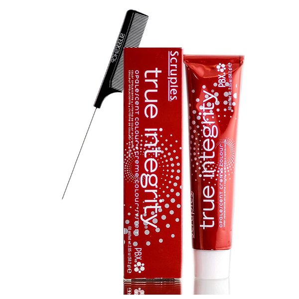 True Integrity Opalescent Creme Permanent Colour Dye Haircolor (w/Sleek Steel Pin Rat Tail Comb) Low-Ammonia Cream Hair Color (6RR Radiant Red- Dark Red Red Blonde)
