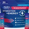 HydroMATE Electrolytes Powder Drink Mix Packets Hydration Accelerator Low Sugar Rapid Party Relief Recovery Vitamin C Plus Caffeine Watermelon 30 Count