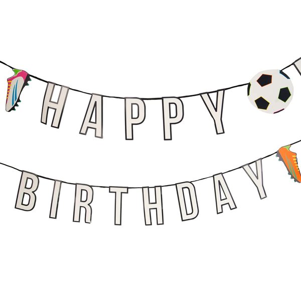 Reusable Soccer Party Decorations, Happy Birthday Buntin for Adults, Boys, Girls, Eco-Friendly Football Paper Banner