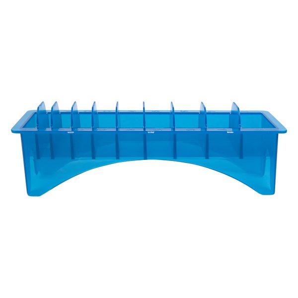 Framendino, Rectangular Plastic Guide Comb Storage Box Hair Clipper Guard Case 10 Blocks Limit Comb Holder Organizer Container for Barbershop (Blue)