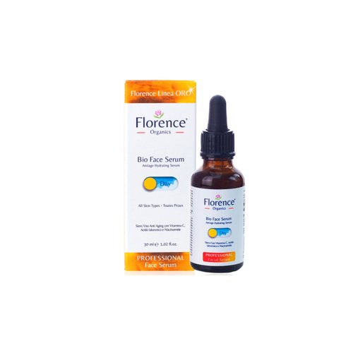 Organic Face Serum, Anti Aging, Hydration Professional Face Serum with Vitamin C, Hyaluronic Acid for Face, Neck and Eye Contour, 30 ml., Florence Organics