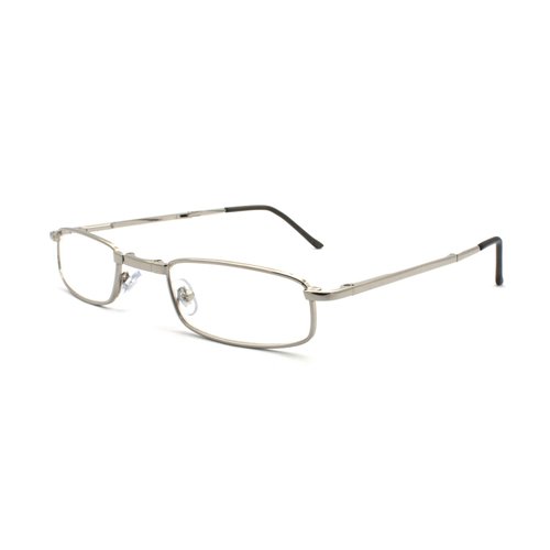 EYE ZOOM 5 Pairs Compact Rectangular Metal Folding Reading with Hard Case Comfort Fit for Men and Women, Silver Frame, Light Brown Case, 1.00 Strength