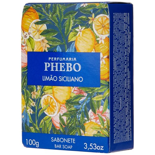 Linha Mediterraneo Phebo - Sabonete em Barra Cremoso Limao Siciliano 100 Gr - (Phebo Mediterranian Collection - Creamy Bar Soap Sicilian Lemon 3.5 net Oz)